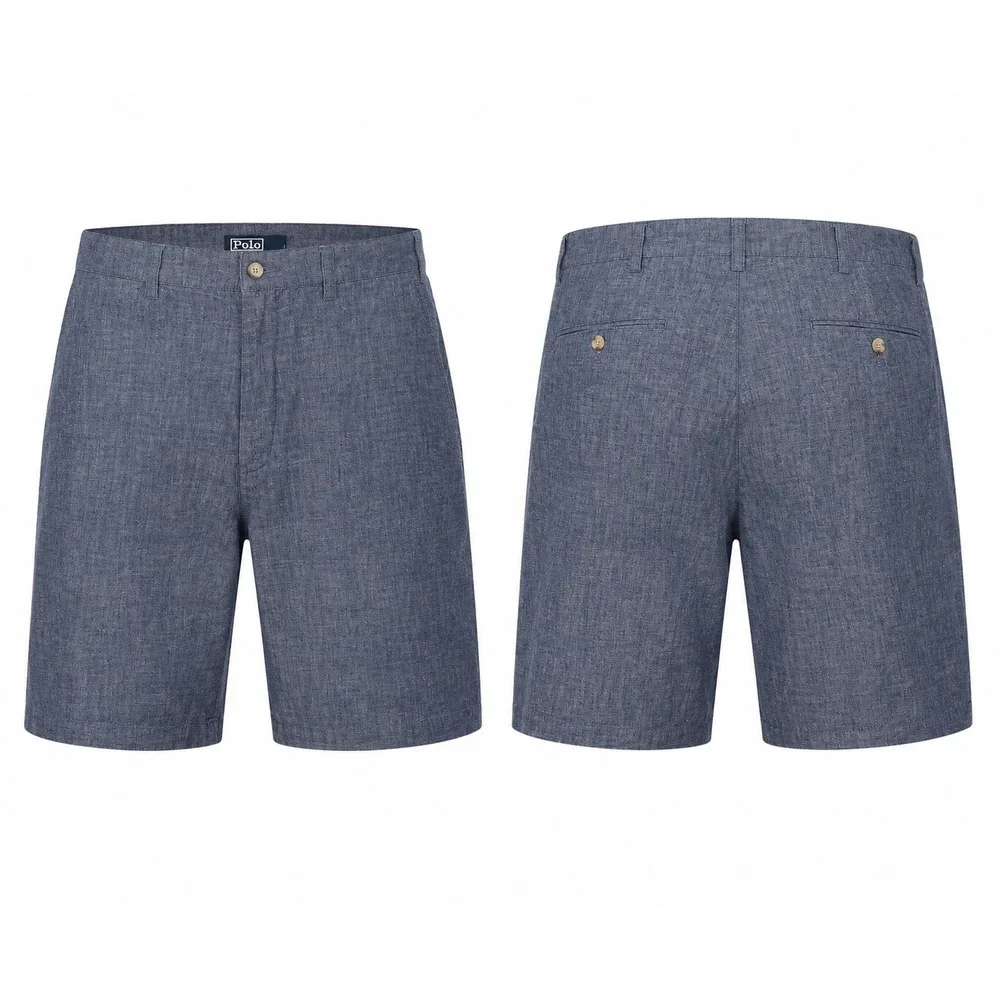 Polo Ralph Lauren Prospect Short Mens 34 Blue Chambray Cotton Classic Flat Front